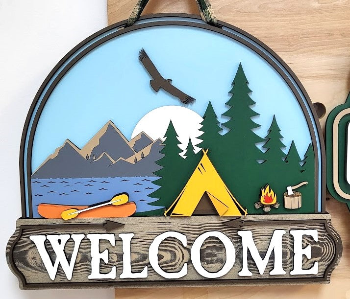 Finished - Lake Canoe Camping Door Hanger Sign