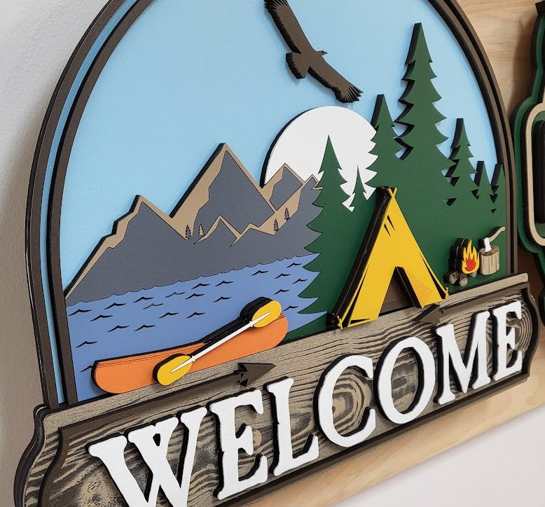 Finished - Lake Canoe Camping Door Hanger Sign